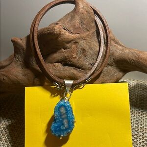 Blue Geode Pendant Necklace